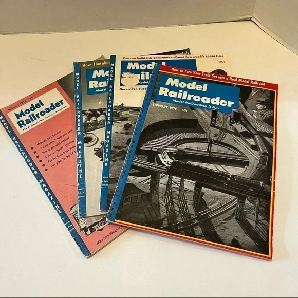1954, 1955, 1956 Model Railroader Magazines Lot of 4 - Picture 1 of 12